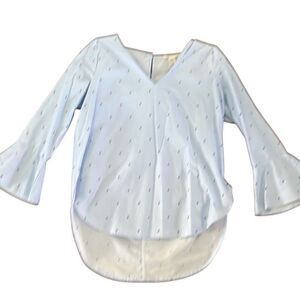 Seven sisters adorable striped and starred shirt, size, large bell sleeves.